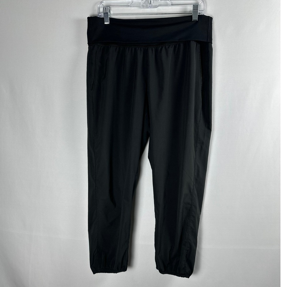 Lululemon Om Pant Black Size 10 Ultra Light Foldover Waist Crop Yoga Joggers - Picture 2 of 7